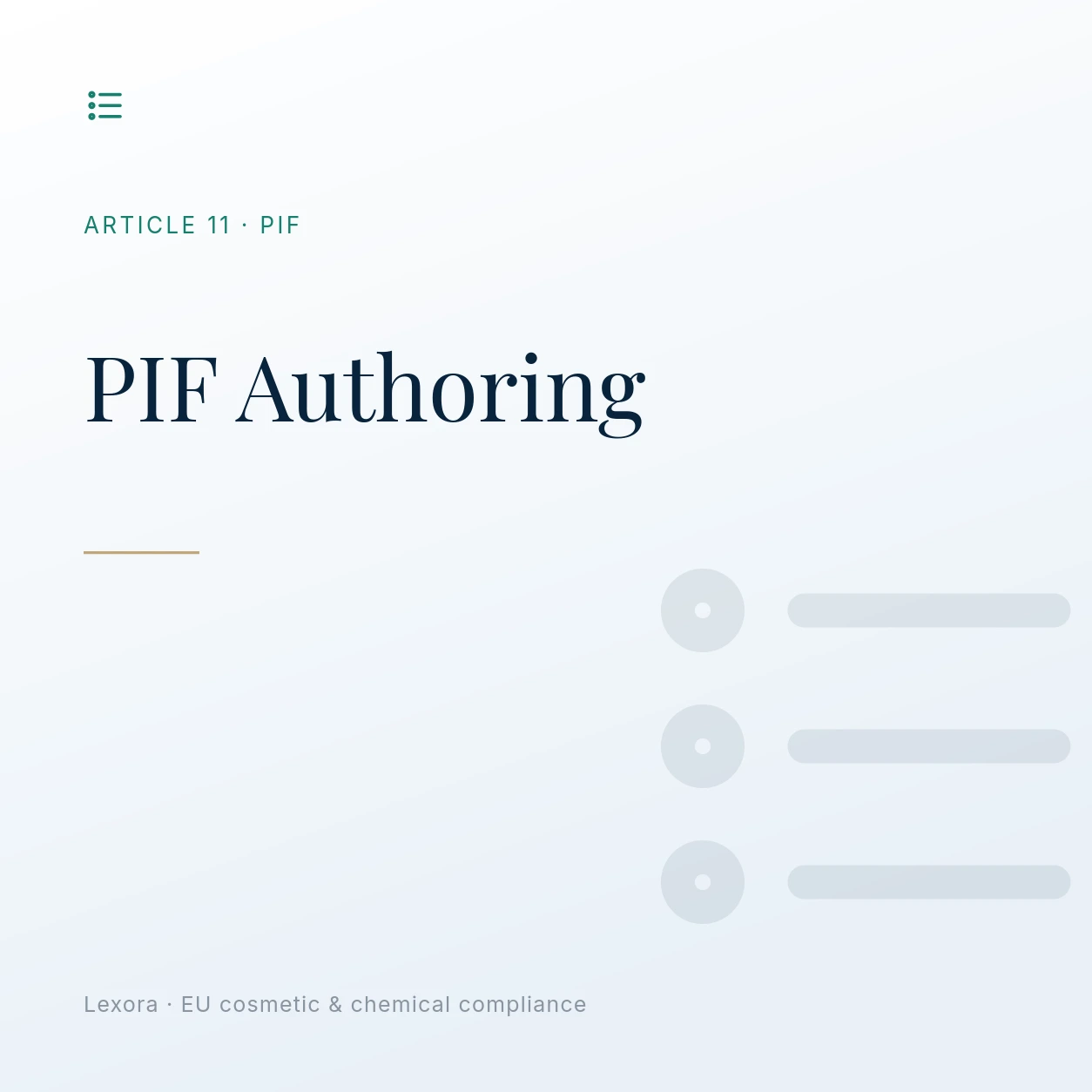 PIF Authoring — Lexora EU cosmetic compliance service